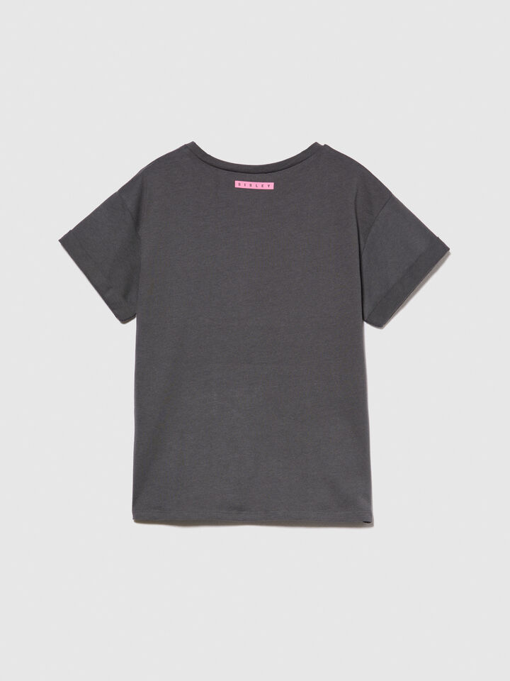T-shirt with flip-up sequins - girls' short sleeve t-shirts - Dark Gray | Sisley Young image number 2